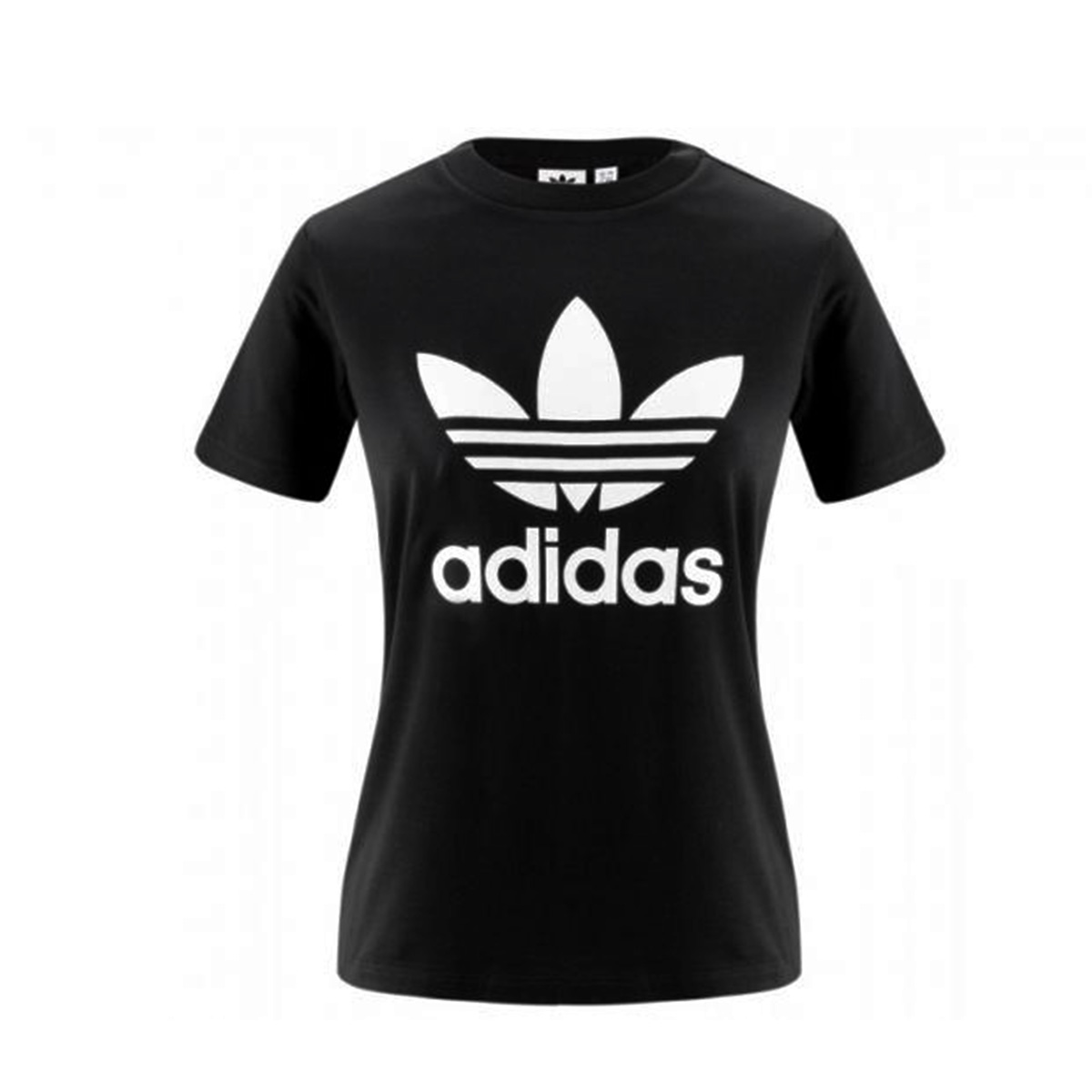 t-shirt femminile di Adidas-Nera con logo bianco- Trefoil- shop now online!