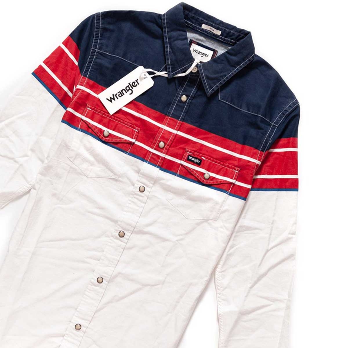 Wrangler camicia manica lunga uomo rosso/bianco/blu - immagine 4